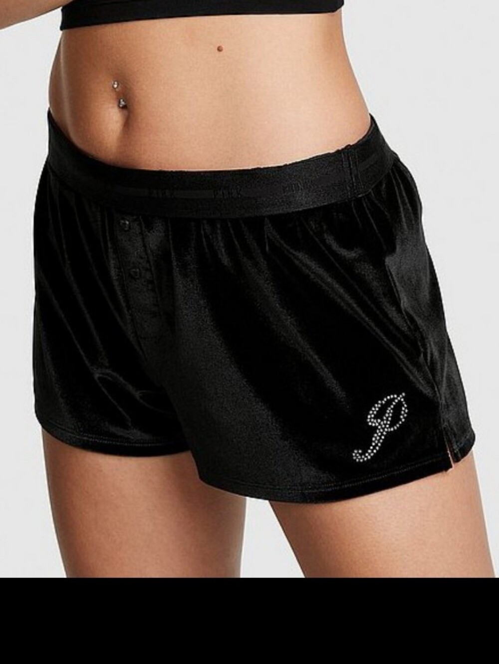Victoria's secret pink velvet shine boxy pajama sleep shorts BLACK XXL
